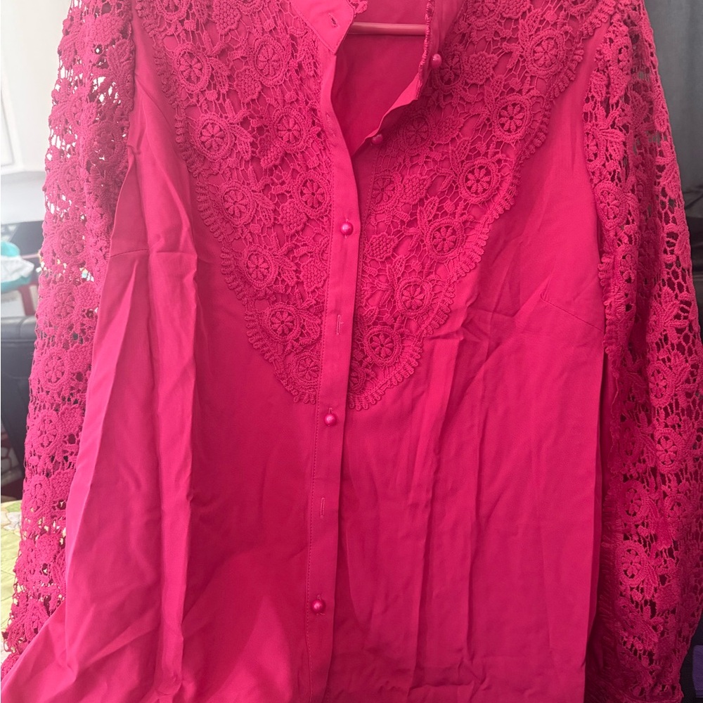 Elegant Pink Lace Women's Top